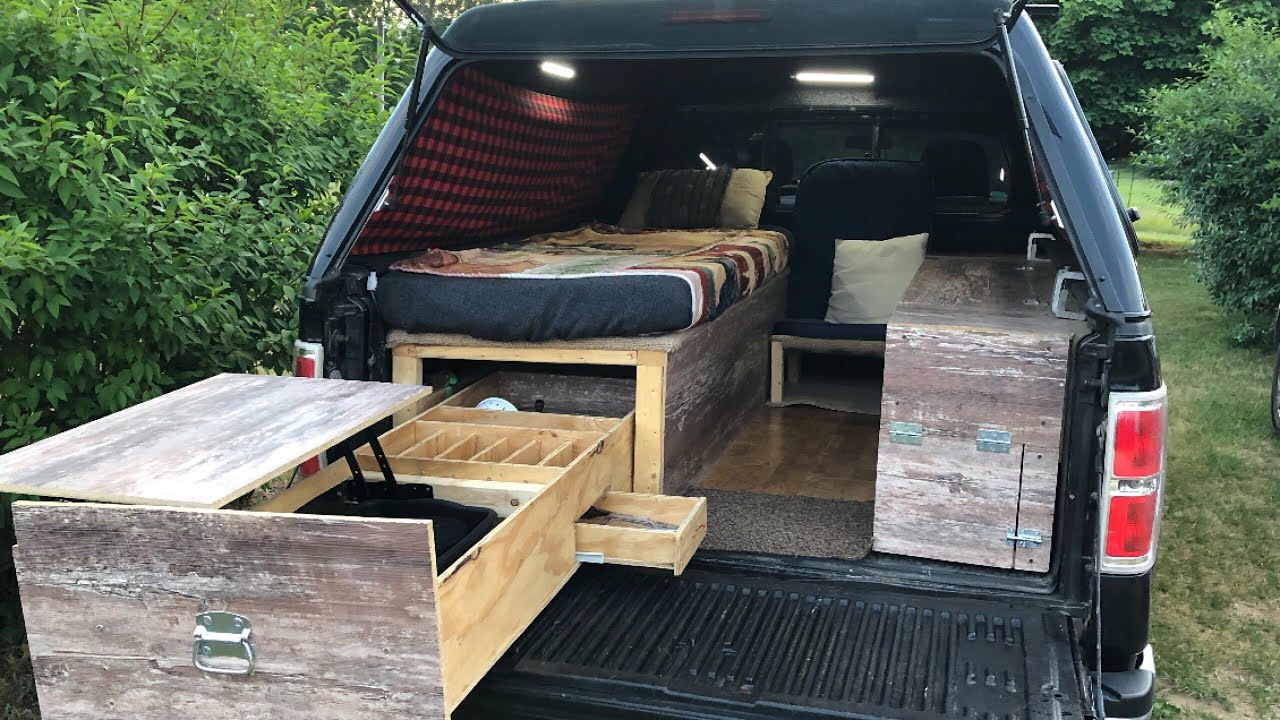 Finished! Ultimate DIY Truck Camping Set Up FULL TOUR YouTube