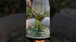 membuat paving motif dari bahan botol plastik dan daun ubi ( visualisasi ai bukan proses nyata! )