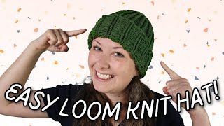 EASY Free Loom Knit Hat (With Brim!) Pattern & Tutorial