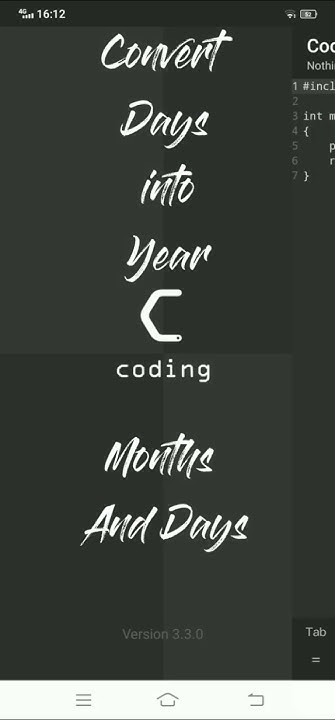 " C Program to Convert Days into Years, Months, and Days" #Coding # ...