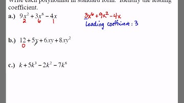 Algebra 1: 8.1 Notes: Example 2 - Standard Form of  Polynomial