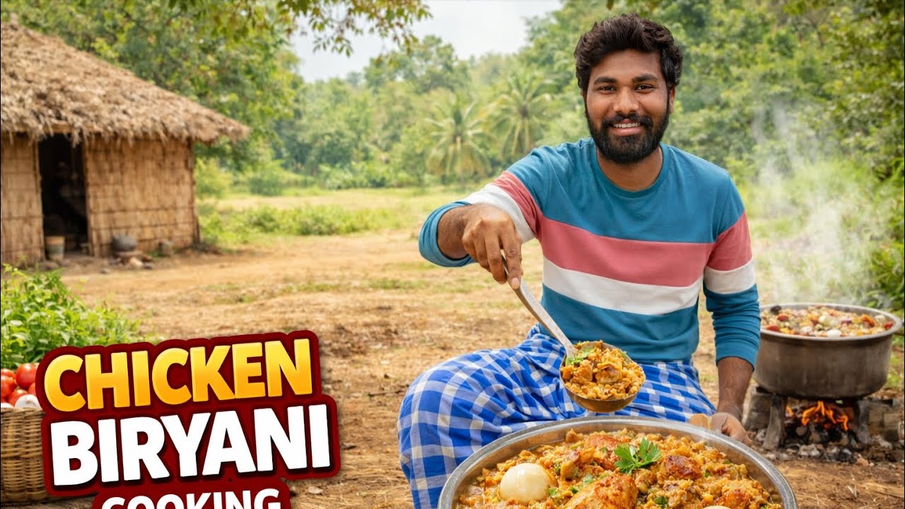 మా అమ్మ తో కలిసి చికెన్ బిర్యానీ వండుతున్నాను || Village style Chicken biryani 