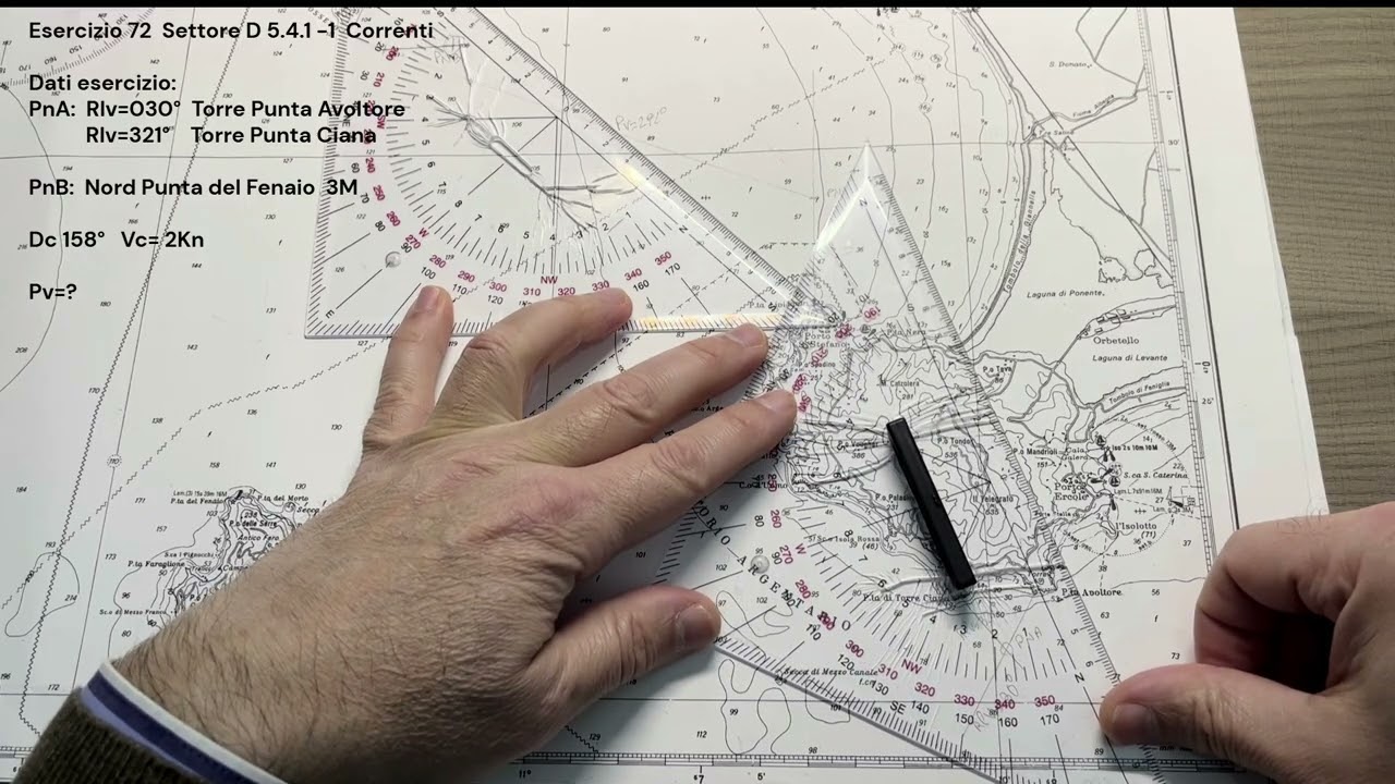 Patente Nautica ep. 72 - Carteggio Oltre Mappa 5D - Correnti (Esercizio 72 - 5.4.1-1)