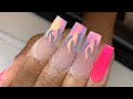 Flame coffin nails | Acrylic nail tutorial