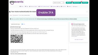 PTA Events Tutorials - Two factor Authentication