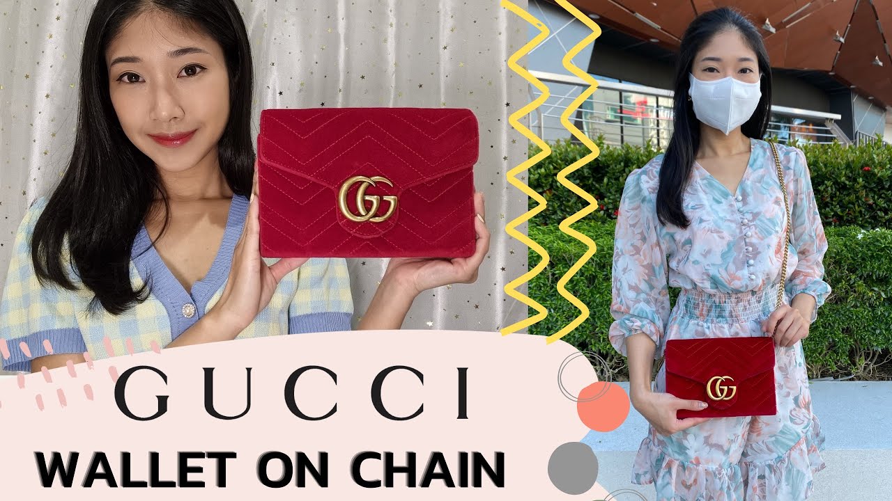 ╭♥ รีวิว Gucci Marmont Velvet Wallet On Chain (‎474575) - White Brandname  Review EP. 203 - YouTube