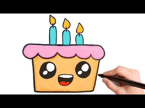 Como Desenhar Um Bolo De Aniversario Kawaii How To Draw A Kawaii Birthday Cake Youtube