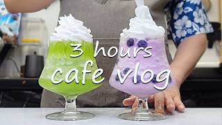 3 Hours Cozy Cafe Vlog🍧Relaxing Coffee Time🍓Cafe Vlog/ASMR/카페브이로그/no bgm