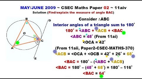 Paper2-CSEC-MATHS-373 ~ Circle Geometry & Triangle ABC ~ May/June 2009 Number 11aiv