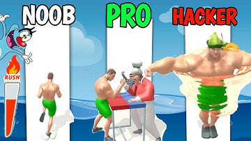 NOOB vs PRO vs HACKER | IN Muscle Rush game with oggy and jack chop and shinchan game android 3d
