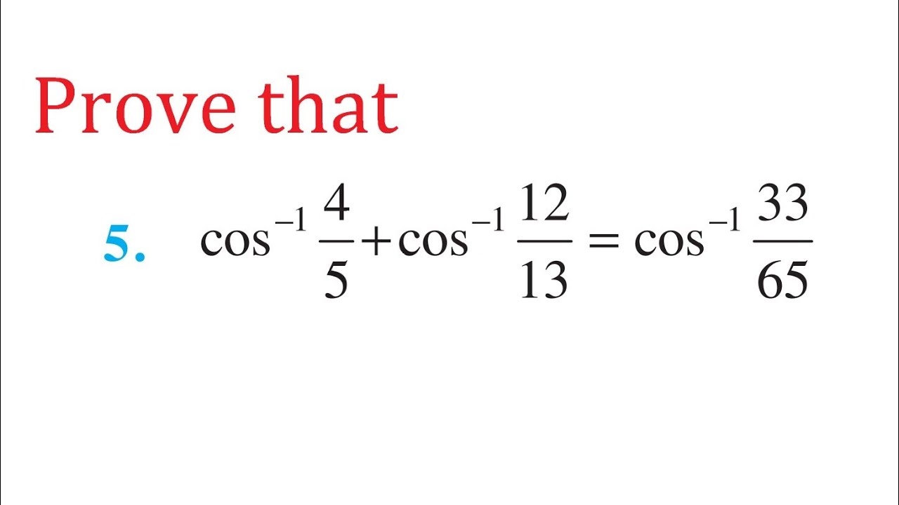 class 12 maths chapter 2 miscellaneous question 5 Prove that cos^-1(4/5 ...
