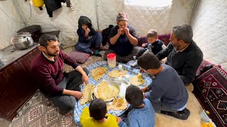 Family Living in a Tent - Food Preparation for a Large Family