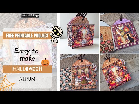 Easy DIY Halloween Album Tutorial | Free Printable Project - YouTube