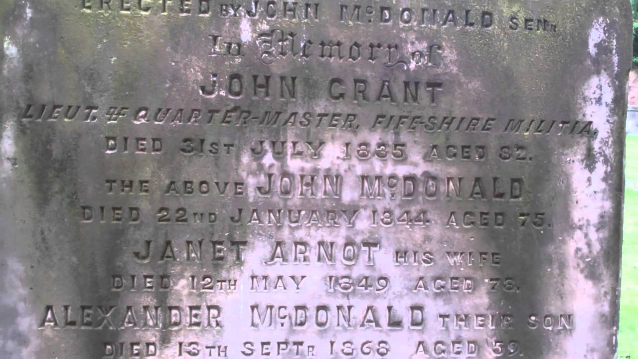John Grant Fifeshire Militia Gravestone Old Kirk Graveyard Kirkcaldy