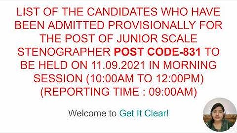 HPSSC Post Code 831 - Candidate list for Junior Scale Stenographer | Exam on 11 Sep 2021