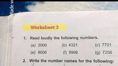 Math Class 3 UNIT 1 Worksheet 3 Numbers beyond 1000 DAV