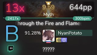 [9.59⭐Live] NyanPotato | DragonForce - Through the Fire and Flames [Myth] +HDDT 91.28% {644pp 13}