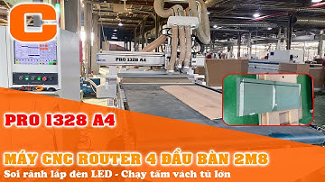 Máy CNC Cắt Ván 4 Đầu Bàn 2m8 Soi Rãnh Hậu Lắp Đèn LED - PRO 1328 A4