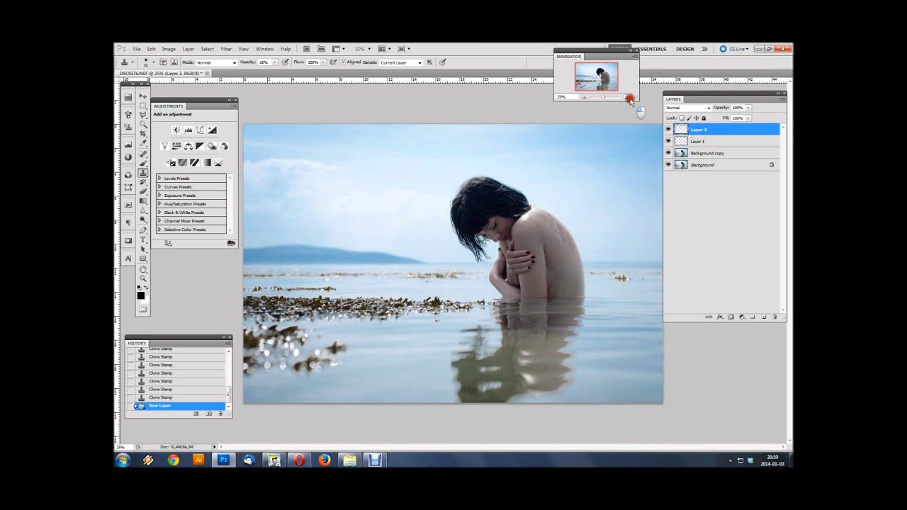 Color grading & retouching - fine art portrait in water