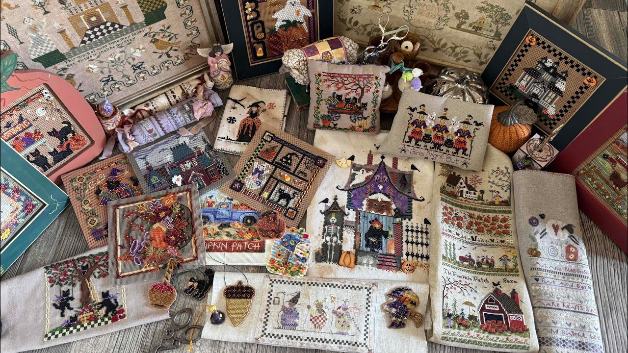 Все мои осенние/halloween вышитые работы. Вышивка крестом 