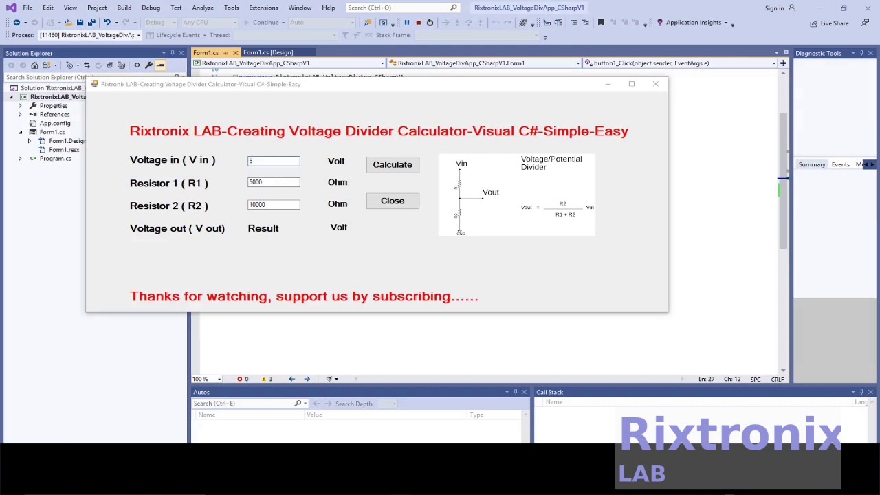 Creating Voltage Divider Calculator Simple Easy Visual C#  Ep5