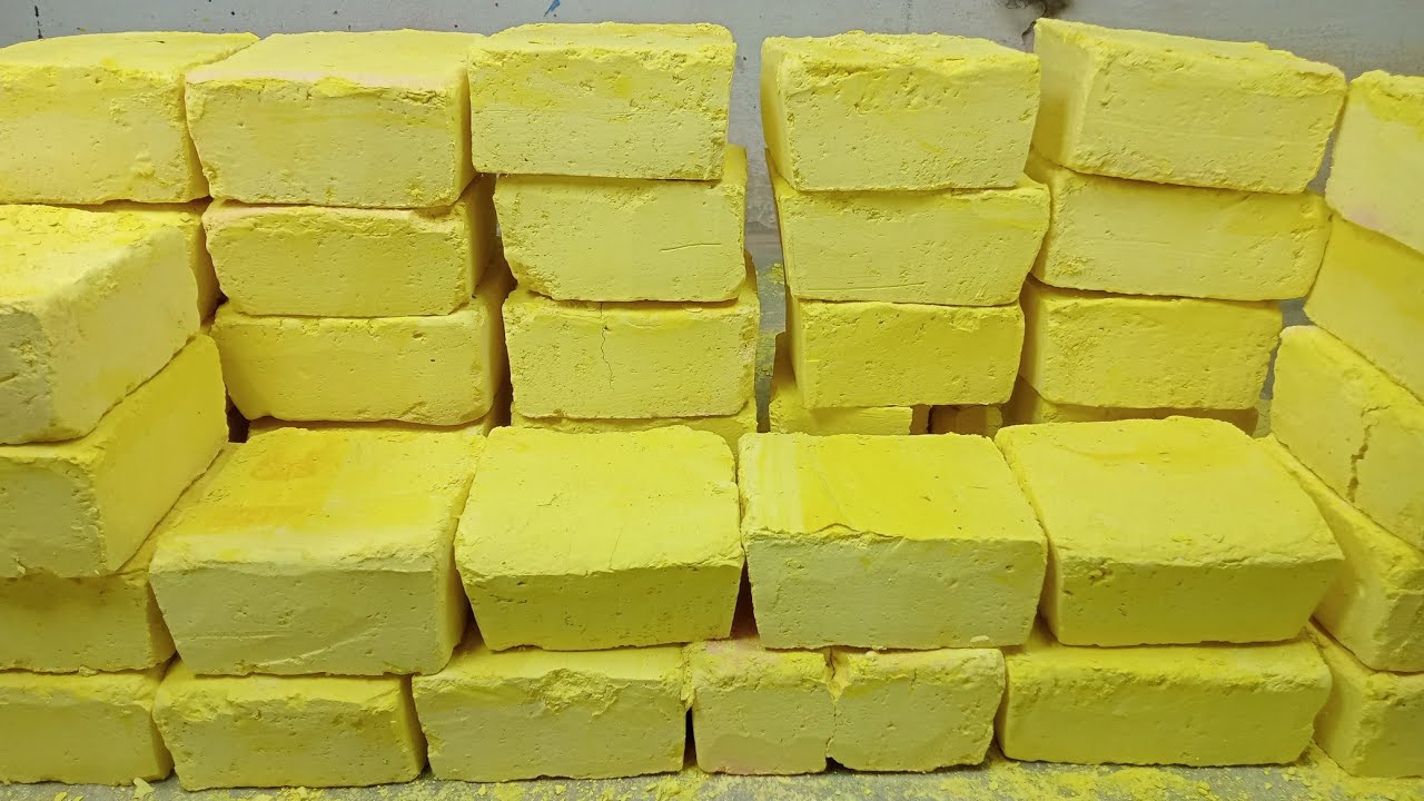 Yellow soft gym chalk blocks Mass crush | crunchy | crispy | satisfying ...