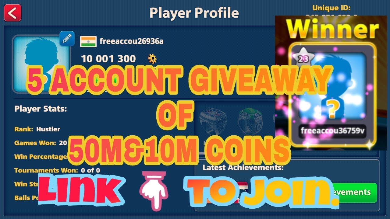 5 ACCOUNT GIVEAWAY OF 50M&10M COINS.
