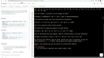 leetcode 28. Find the Index of the First Occurrence in a String - hashing/encoding or Rabin-Karp