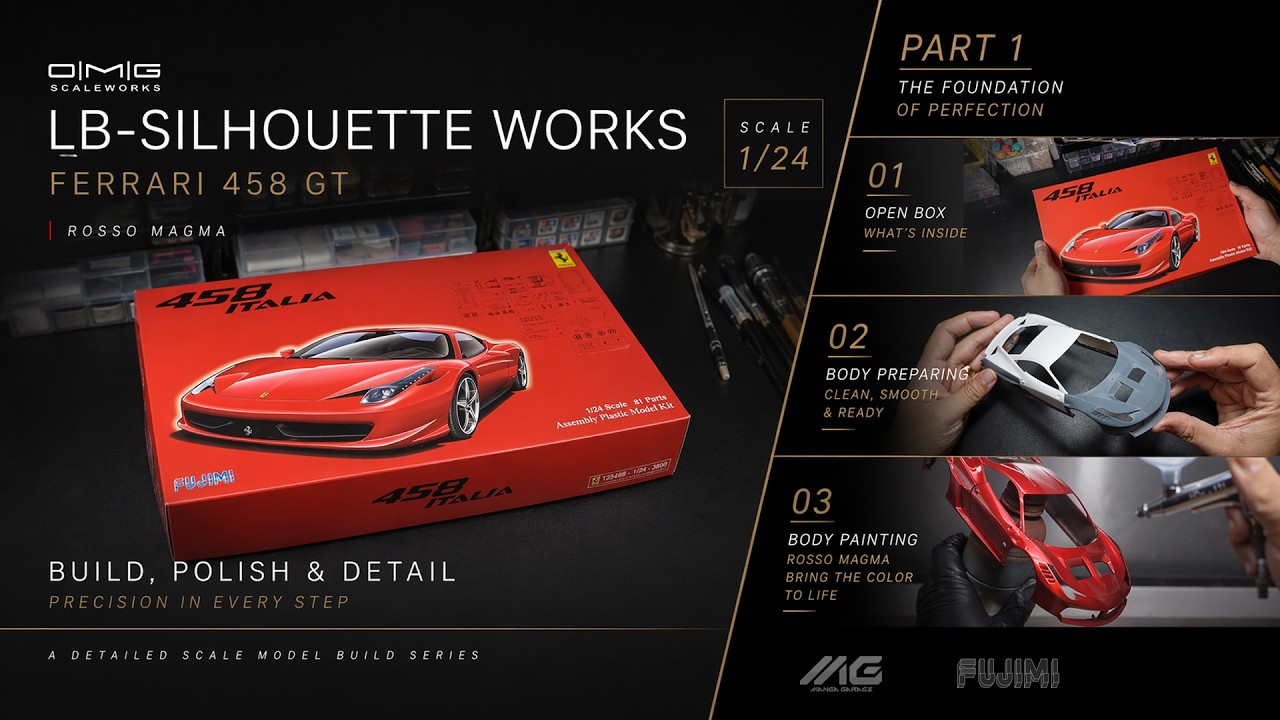 01 | LB-Silhouette WORKS Ferrari 458 GT | Fujimi | 1/24 | Scale