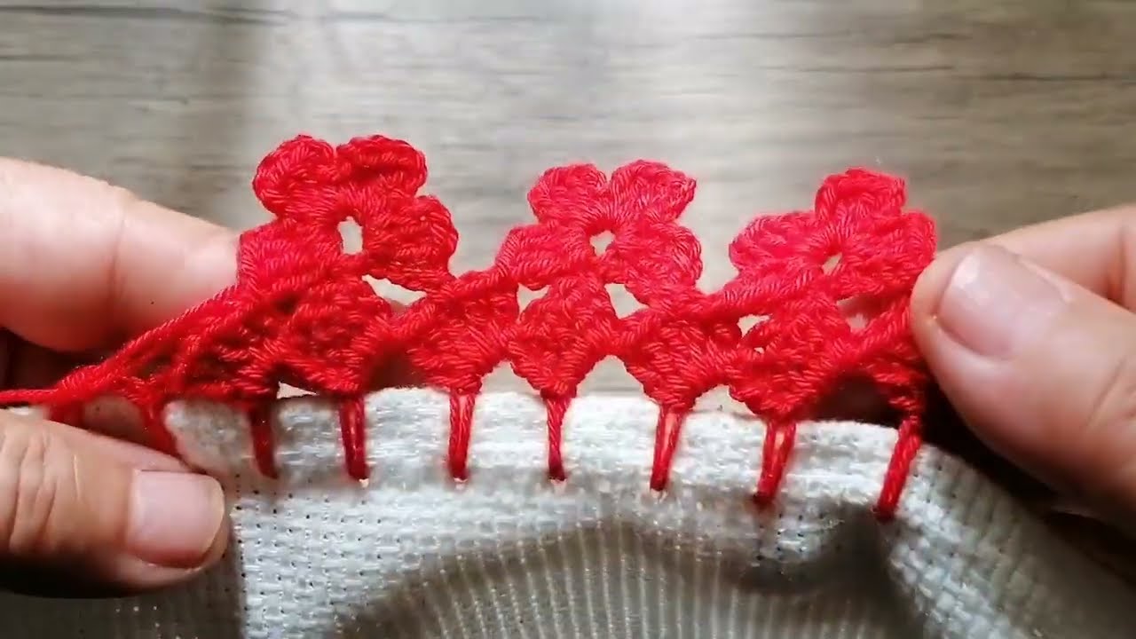 yeni kenar örneği ve yapılışı❤️طريقة حياكة حافة بطانية