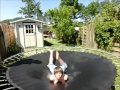 Teddy hitting the wet surface of the trampoline, funny water effect