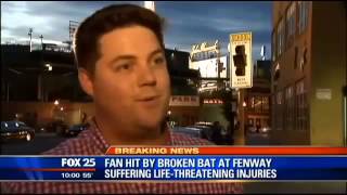 Fan Hit On The Head By Brett Lawrie’s Broken Bat At Fenway Park RAW VIDEO