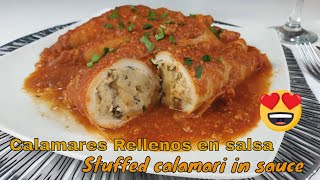 Calamares Rellenos en Salsa / Stuffed Calamari in Sauce / Delicious😋 rápidos, fáciles de preparar#61