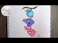 Pencil with sketch colours pen drawing of little angry birds step by step tutorial like arts