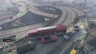 GTA V NPCs drive off bridge