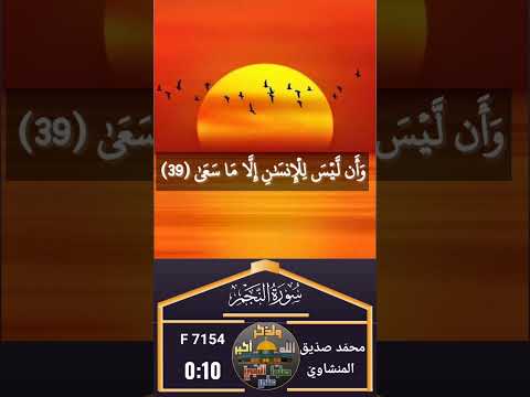 تلاوة تريح القلب وأن ليس للإنسان إلا ماسعى ثمان وعشرون ثانية سورة النجم للقارئ محمد صديق المنشاوي