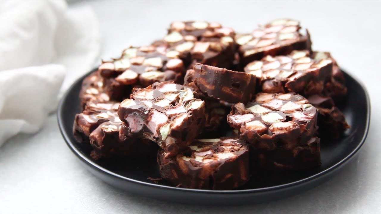 No-Bake Chocolate Stained Glass Candy - Averie Cooks