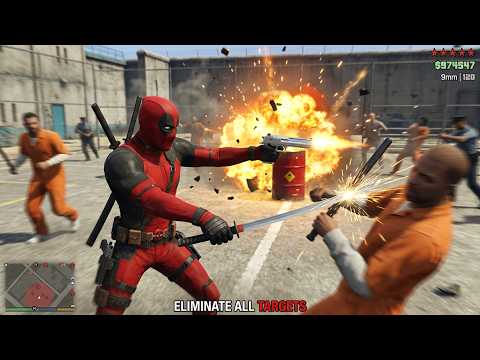 GTA 5 - Deadpool Prison Riot Massacre + Ten Star Escape