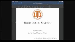 Machine Learning Class: Naïve Bayes: Part I