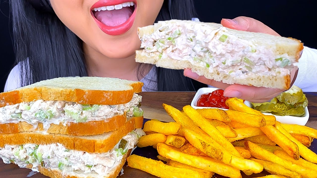 ASMR TUNA SANDWICH AND FRIES (EATING SOUNDS) ASMR Phan YouTube