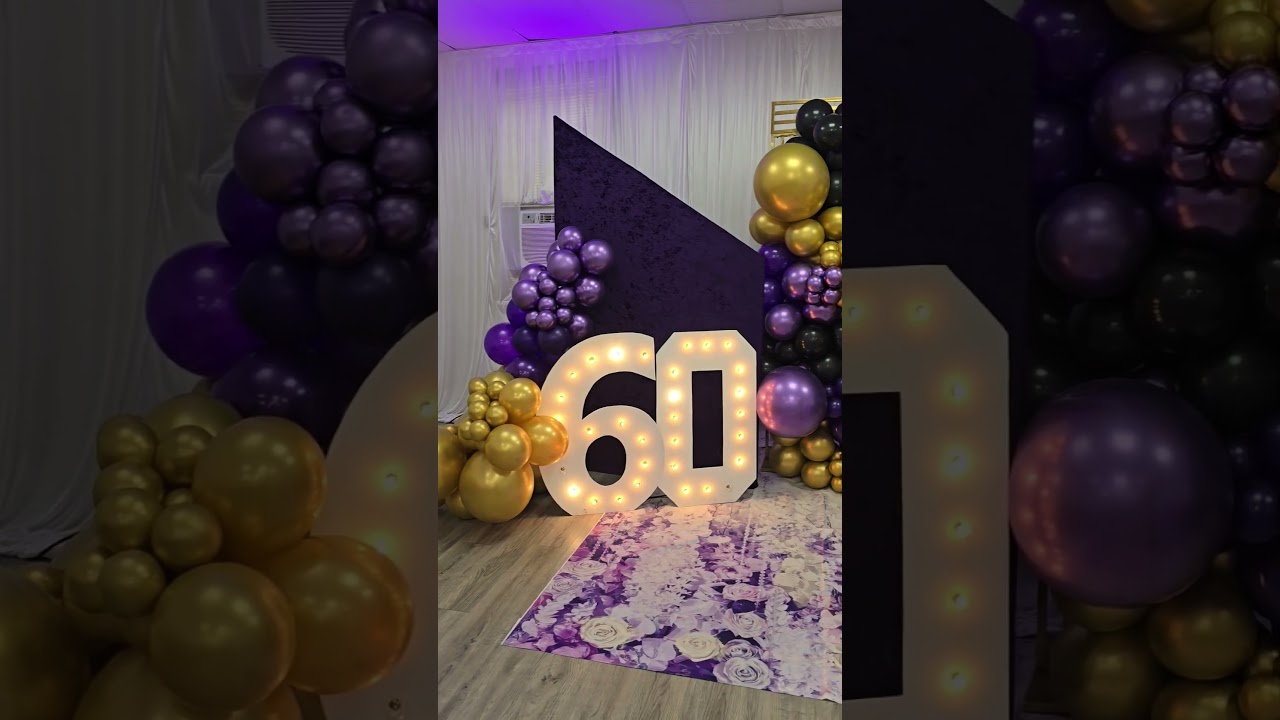 purple and gold birthday decoration 