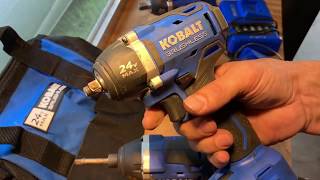 Lowe's Kobalt 24V Impacts 1/4 Hex 3/8 1/2 Compact 1/2 Full Size Impact for Mechanics Auto Car Home