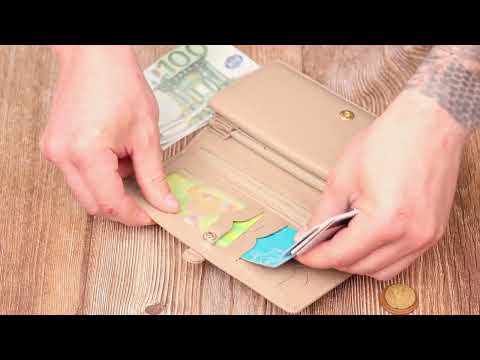 Практичний жіночий гаманець з великою кількістю відділень із натуральної шкіри Tony Bellucci 21959 Бежевий, видео 1