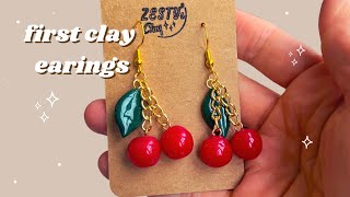 I tried making clay earrings for the first time… here’s how it went 🍒✨