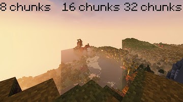 Minecraft Chunk Render Distances Comparison (With Shaders - 2, 8, 12, 16, 24, 32 Chunks)