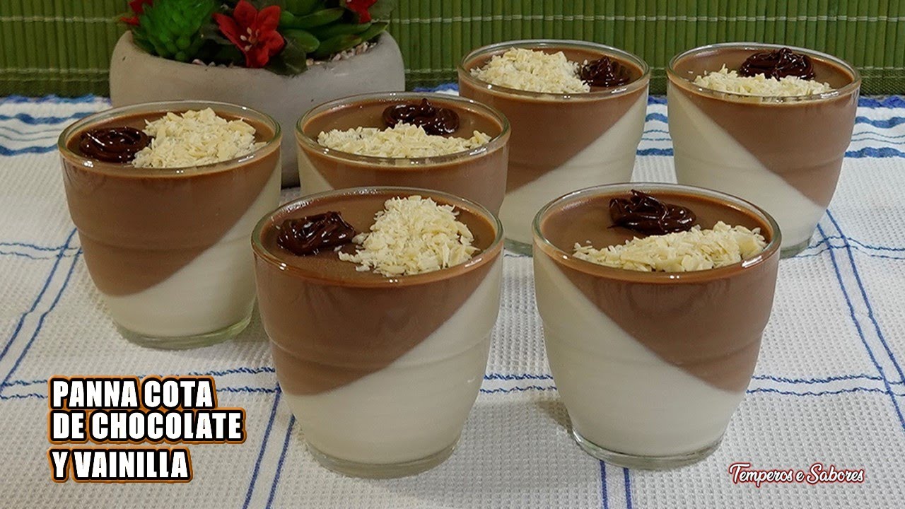 DELICIOSA PANNA COTA DE CHOCOLATE Y VAINILLA MUY FÁCIL Y ELEGANTE