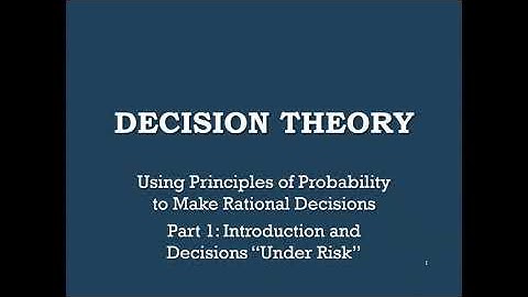 Decision Theory Part 1: Introduction & Decisions Under Risk
