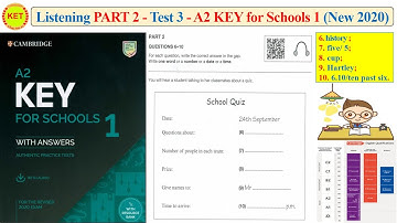 A2 KEY for School 1- Listening Part 2 - Test 3 (Transcript + Key)