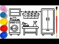 Vẽ phòng giặt là và tô màu cho bé | Dạy bé vẽ | Dạy bé tô màu | Laundry room Drawing and Coloring