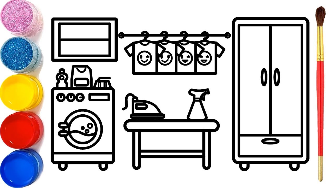 Vẽ Phòng Giặt Là Và Tô Màu Cho Bé | Dạy Bé Vẽ | Dạy Bé Tô Màu | Laundry  Room Drawing And Coloring - Youtube